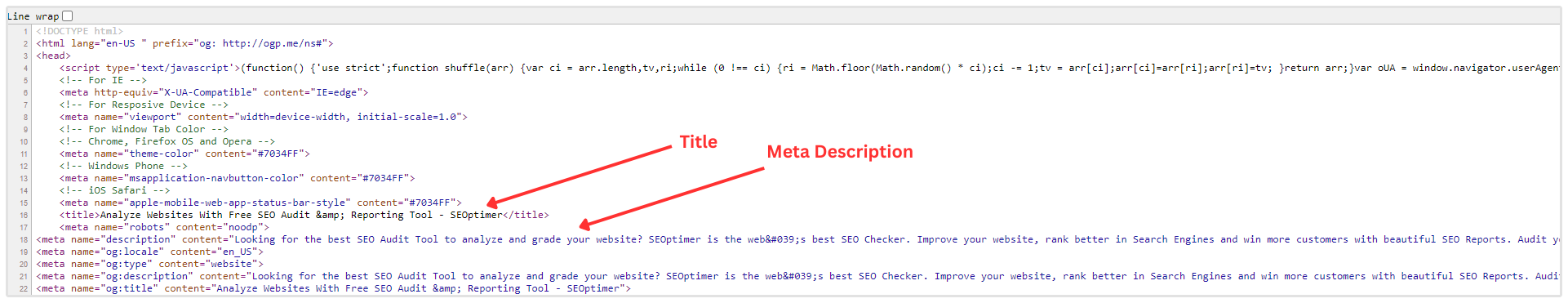 Meta Description and Title Source Code